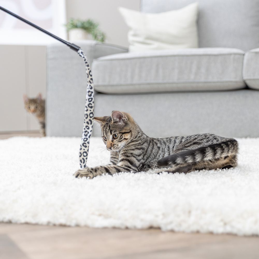 BASTÃO EM PLÁSTICO COM TIRA EM PELÚCIA E CATNIP